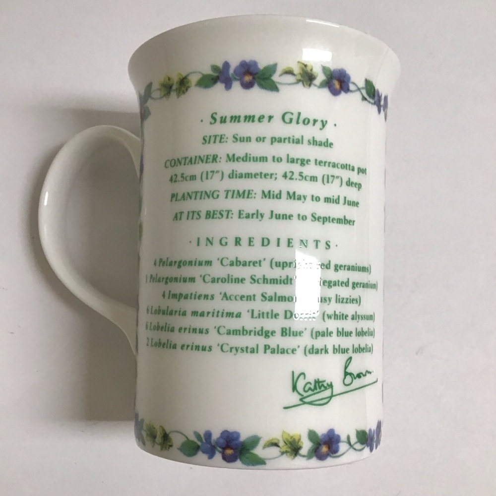 Queen's Fine Bone China Tea Cup Geranium Recipe Gardening Coffee Mug Kathy Brown - Picture 3 of 16